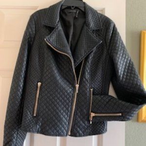 black quilted faux leather jacket